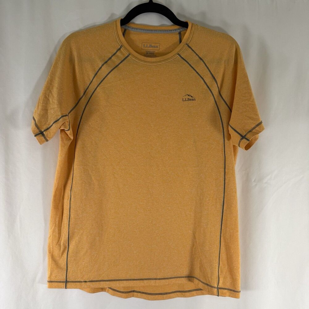 LL Bean T-Shirt Men's Medium Reg Orange Short Sleeve Crewneck Pullover